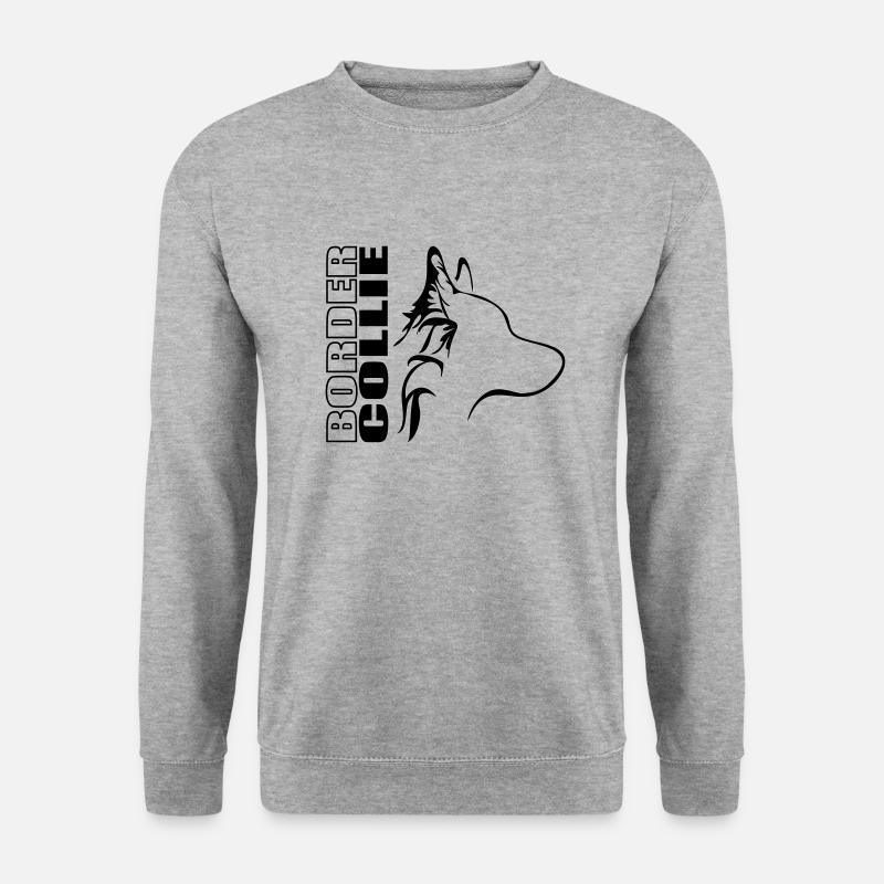 BORDER COLLIE Profil Wilsigns Hunde Hund - Unisex Pullover - Weißgrau meliert