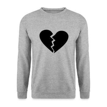 love broken heart - Unisex Pullover - Weißgrau meliert - Vorne - Alina (178cm) & Michal (187cm)