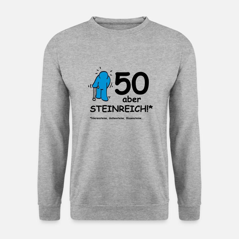 50 aber STEINREICH V2 - Unisex Pullover - Weißgrau meliert