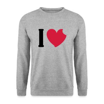 I love eating - Unisex Pullover - Weißgrau meliert - Vorne - Alina (178cm) & Michal (187cm)