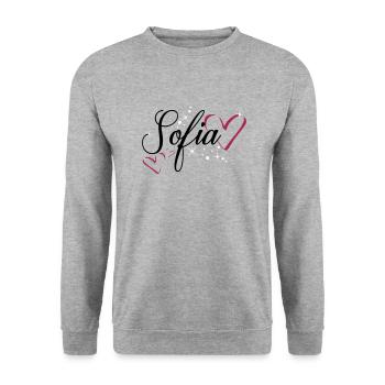 Sofia name first name - Unisex Sweatshirt - salt & pepper - Front - Alina (178cm) & Michal (187cm)