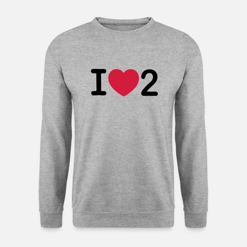 I love 2 - Unisex Pullover - Weißgrau meliert