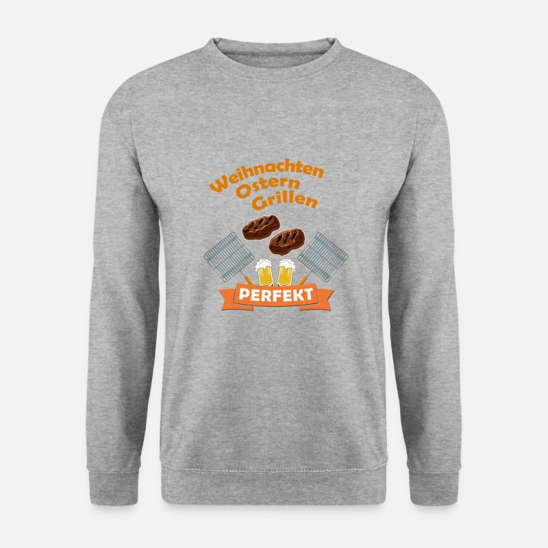 WEIHNACHTEN OSTERN GRILLEN - Unisex Pullover - Weißgrau meliert