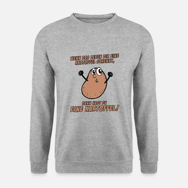 WENN DAS LEBEN DIR EINE KARTOFFEL SCHENKT.... - Unisex Pullover - Weißgrau meliert