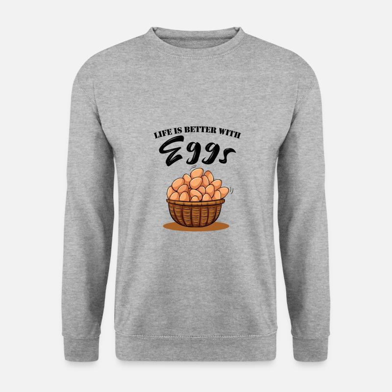 LIFE IS BETTER WITH EGGS - Unisex Pullover - Weißgrau meliert