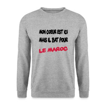 Mon coeur bat pour le Maroc - Unisex Pullover - Weißgrau meliert - Vorne - Alina (178cm) & Michal (187cm)