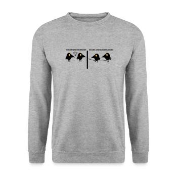 neue Verbindung der Raben - Unisex Pullover - Weißgrau meliert - Vorne - Alina (178cm) & Michal (187cm)