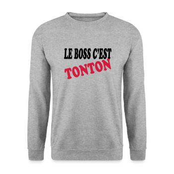 Le boss c'est tonton - Unisex Pullover - Weißgrau meliert - Vorne - Alina (178cm) & Michal (187cm)