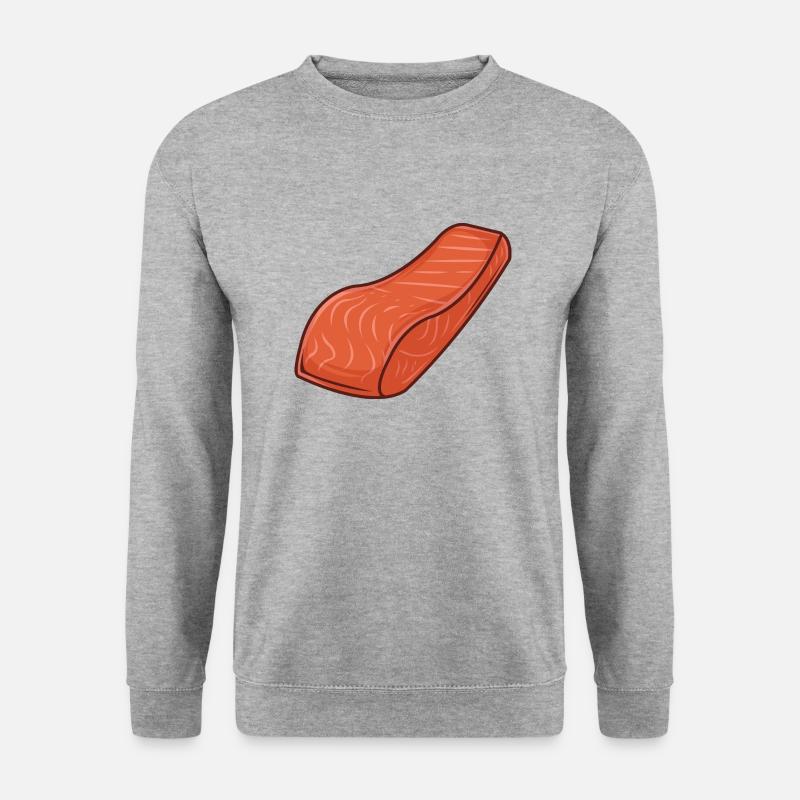 Lachs - Unisex Pullover - Weißgrau meliert