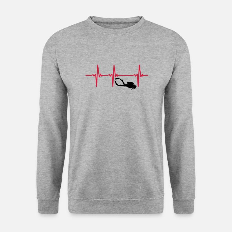 Herzschlag Tauchen mit Gerät - Gerätetauchen - Unisex Pullover - Weißgrau meliert