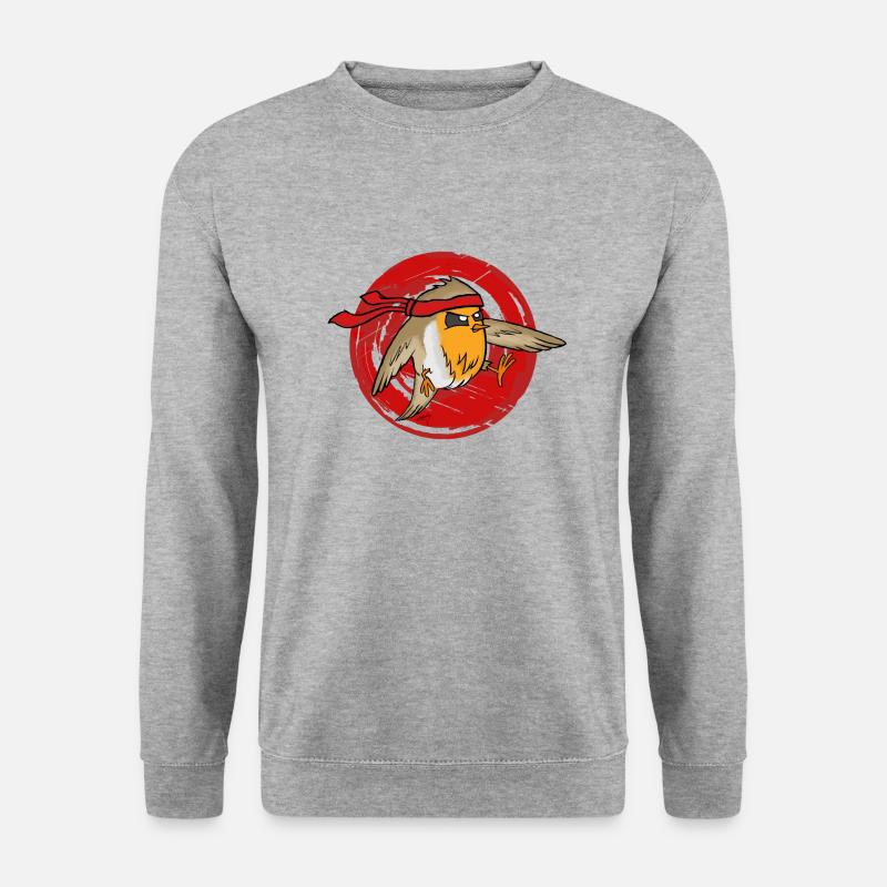 Ninja Rotkehlchen - Unisex Pullover - Weißgrau meliert