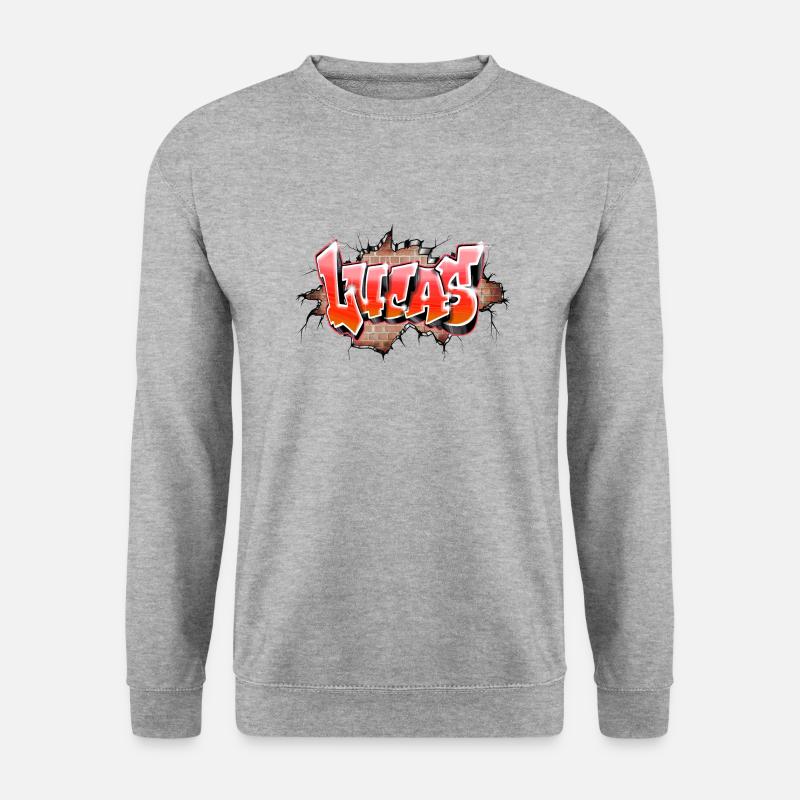 Lucas graffiti name red - Unisex Pullover - Weißgrau meliert