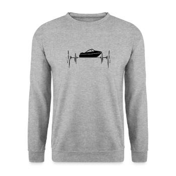 Bateau coeur de ligne de cœur battement de cœur bateau à moteur capitaine été - Sweat-shirt Unisexe - gris chiné - Devant - Alina (178cm) & Michal (187cm)