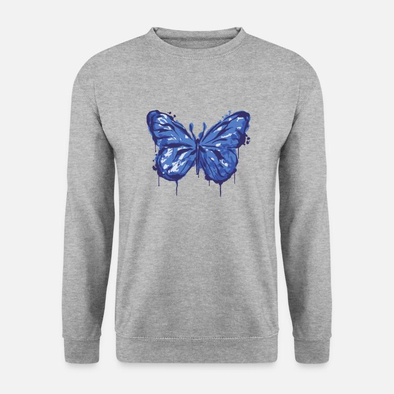 Schmetterling Tinte Tier Kunst cool Design - Unisex Pullover - Weißgrau meliert