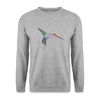 Oiseau coloré - Sweat-shirt Unisexe - gris chiné - Devant - Alina (178cm) & Michal (187cm)