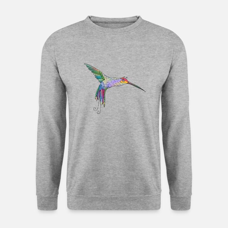 Bunter Vogel - Unisex Pullover - Weißgrau meliert