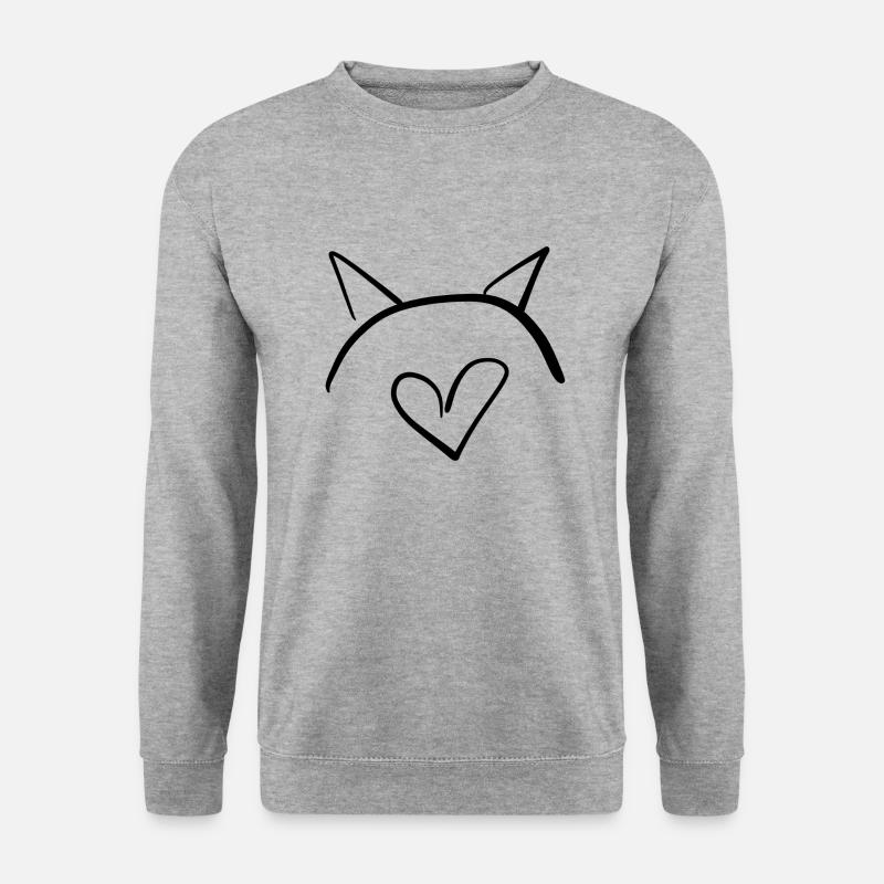 Herz Ohren - Unisex Pullover - Weißgrau meliert