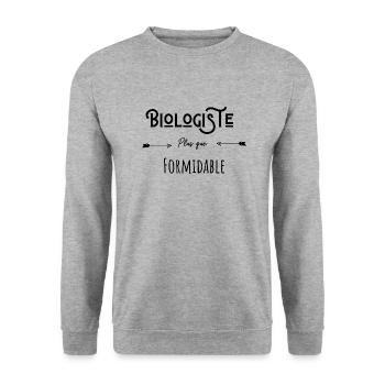 Biologiste plus que formidable humour citation - Sweat-shirt Unisexe - gris chiné - Devant - Alina (178cm) & Michal (187cm)