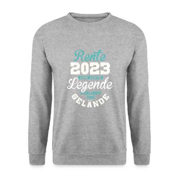 Rente 2023 Eine Echte Legende Verlässt Das Gelände - Unisex Pullover - Weißgrau meliert - Vorne - Alina (178cm) & Michal (187cm)