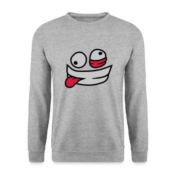 Verrücktes Gesicht wahnsinnig - Unisex Pullover - Weißgrau meliert - Vorne - Alina (178cm) & Michal (187cm)