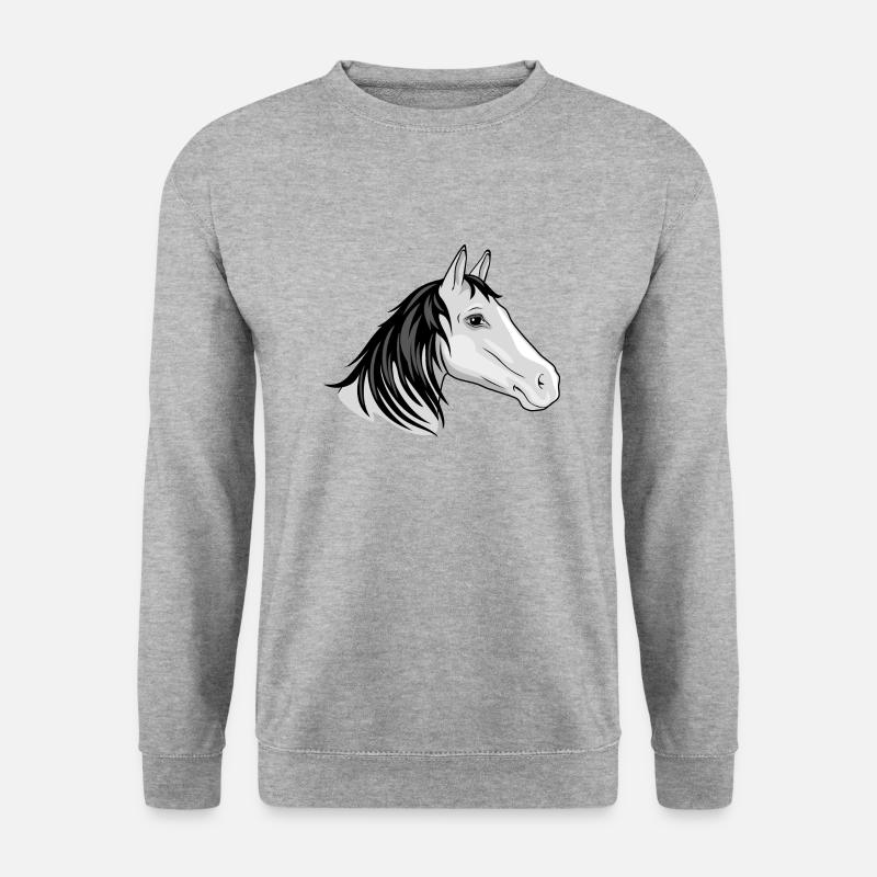 Pferdekopf - Unisex Pullover - Weißgrau meliert