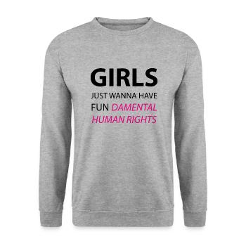 Girls Just Wanna Have FUNdamental Human Rights - Unisex Sweatshirt - salt & pepper - Front - Alina (178cm) & Michal (187cm)
