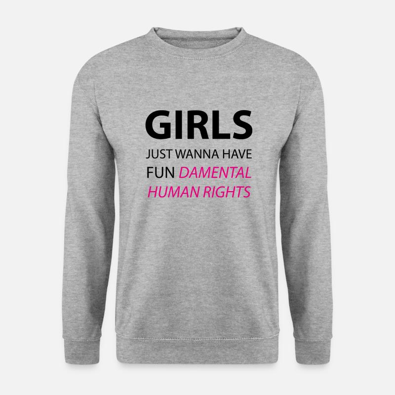Mädchen wollen einfach nur FREUDE habenTägliche Menschenrechte - Unisex Pullover - Weißgrau meliert