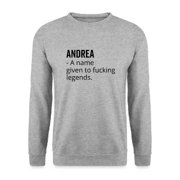 Andrea un nom donné à Fucking Legends - Sweat-shirt Unisexe - gris chiné - Devant - Alina (178cm) & Michal (187cm)