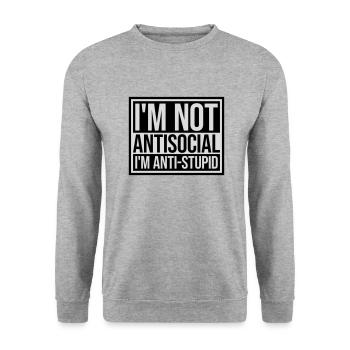 not antisocial anti stupid - Unisex Sweatshirt - salt & pepper - Front - Alina (178cm) & Michal (187cm)