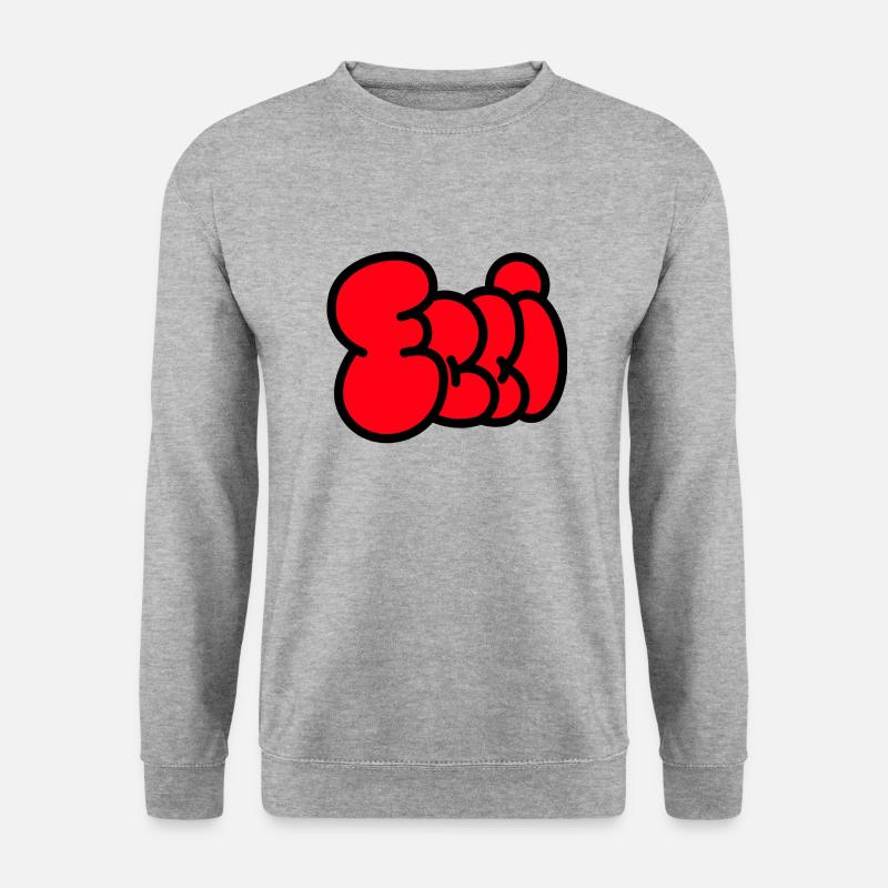 Ballonschrift ELLI rot - Unisex Pullover - Weißgrau meliert