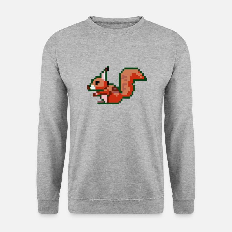 Eichhörnchen Pixel Art Geschenkidee - Unisex Pullover - Weißgrau meliert
