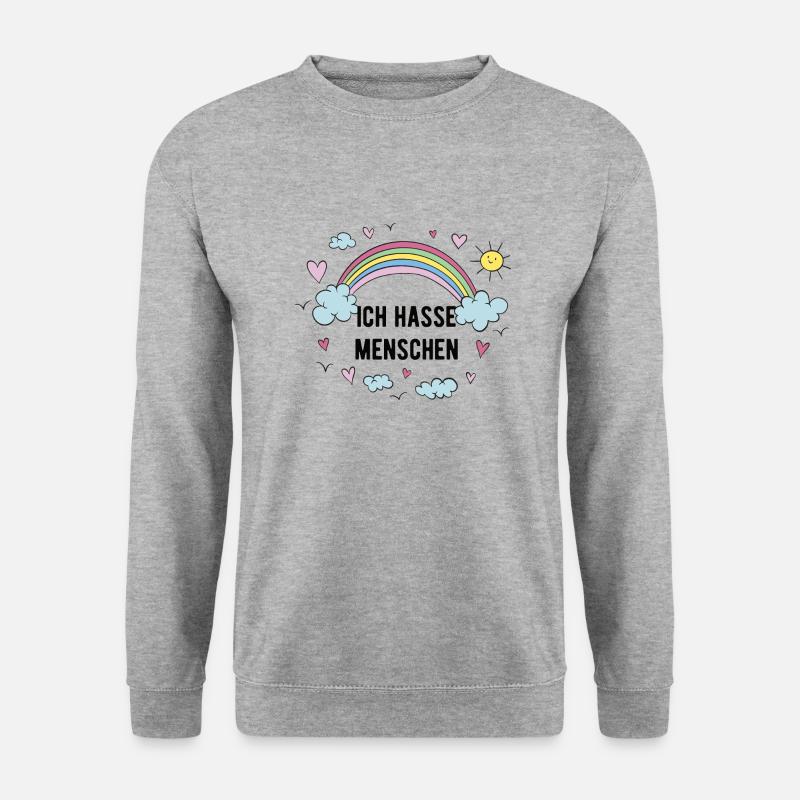 ich hasse menschen regenbogen - Unisex Pullover - Weißgrau meliert