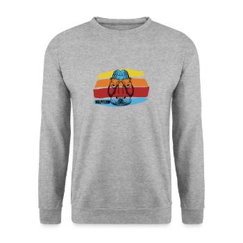 Nilpferd - Unisex Pullover - Weißgrau meliert - Vorne - Alina (178cm) & Michal (187cm)