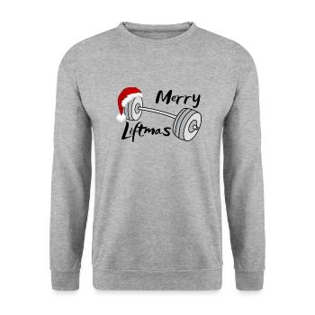 Merry Liftmas - Unisex Pullover - Weißgrau meliert - Vorne - Alina (178cm) & Michal (187cm)
