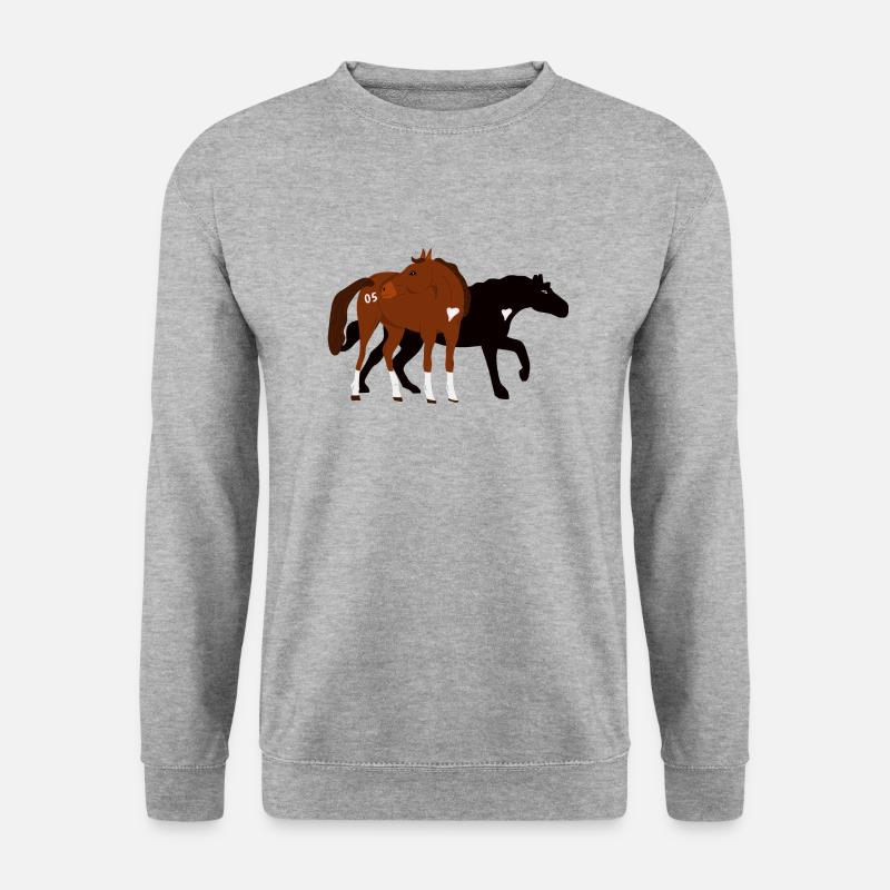Pferde - Hengste - Unisex Pullover - Weißgrau meliert