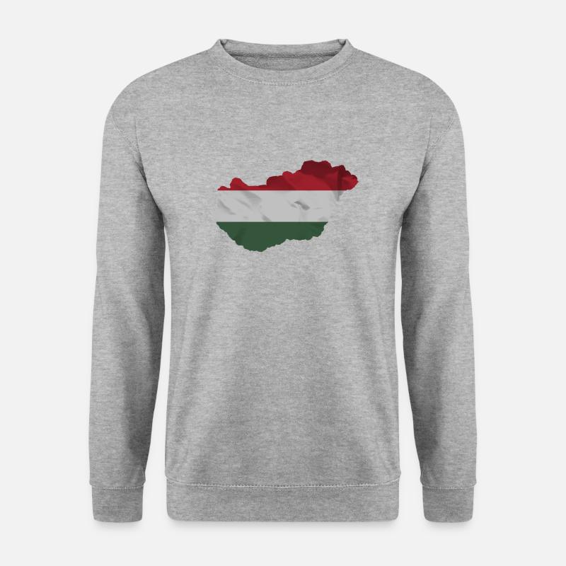 Ungarn Flagge in der Form des Landes - Unisex Pullover - Weißgrau meliert