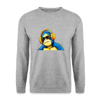 Monkey Dj - Sweat-shirt Unisexe - gris chiné - Devant - Alina (178cm) & Michal (187cm)