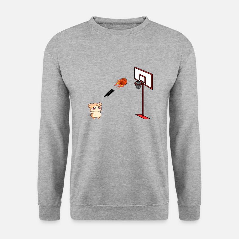 Basketball Hamster - Unisex Pullover - Weißgrau meliert
