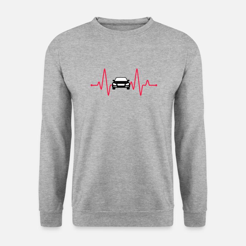 Auto Herzfrequenz Autofahrer Geschenk Automobile - Unisex Pullover - Weißgrau meliert