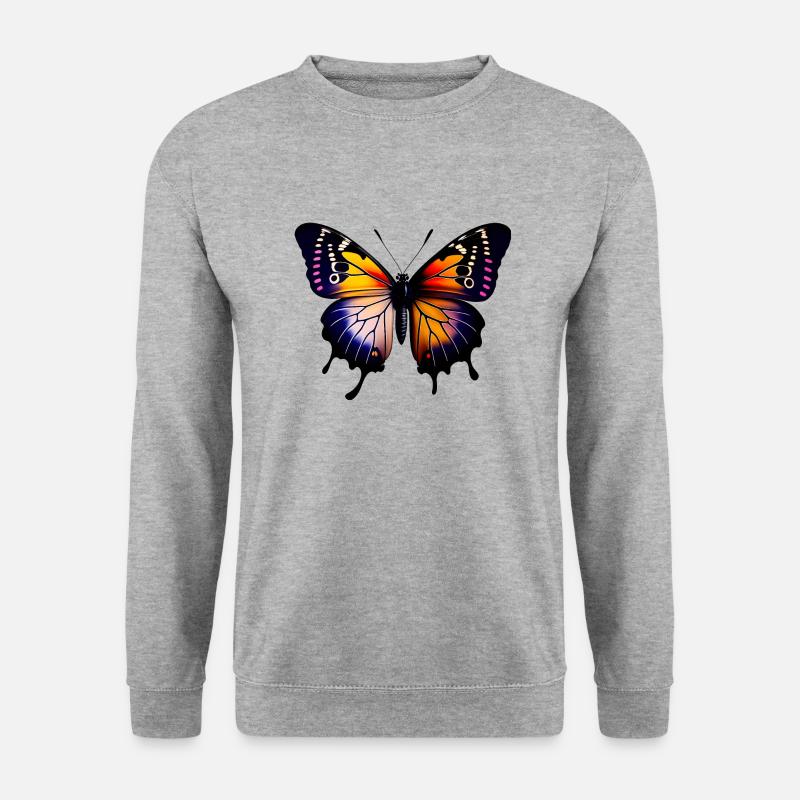 Mehrfarbiger Schmetterling - Unisex Pullover - Weißgrau meliert