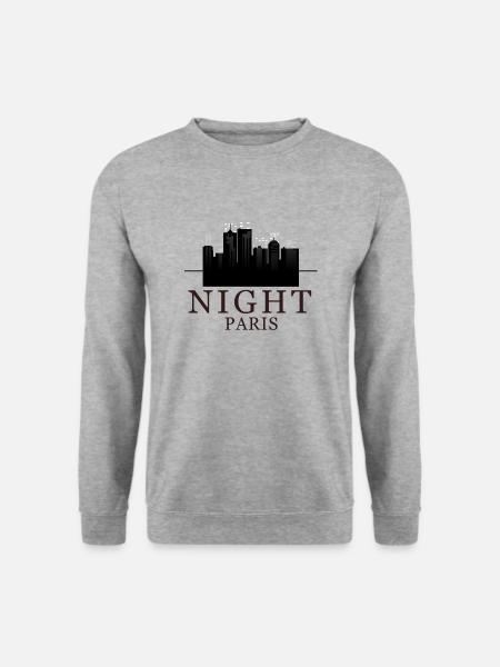 Night By Paris in Schwarz - Unisex Pullover - Weißgrau meliert