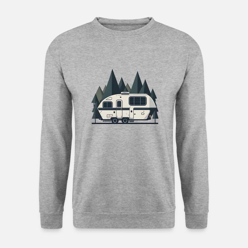 Einfacher Retro-Camper - Unisex Pullover - Weißgrau meliert