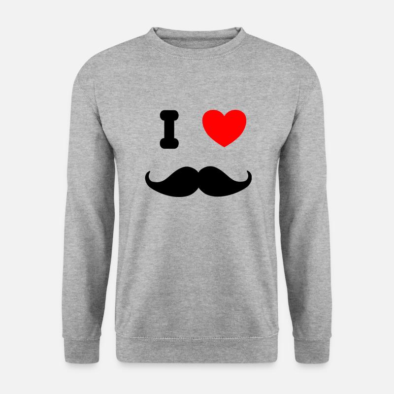 I ♥ Moustache - Unisex Pullover - Weißgrau meliert