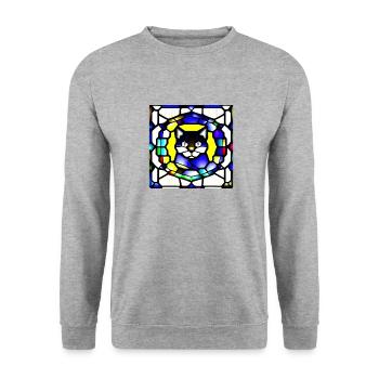 Glas Cat - Unisex Pullover - Weißgrau meliert - Vorne - Alina (178cm) & Michal (187cm)