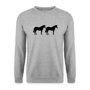 horses - Unisex Sweatshirt - salt & pepper - Front - Alina (178cm) & Michal (187cm)
