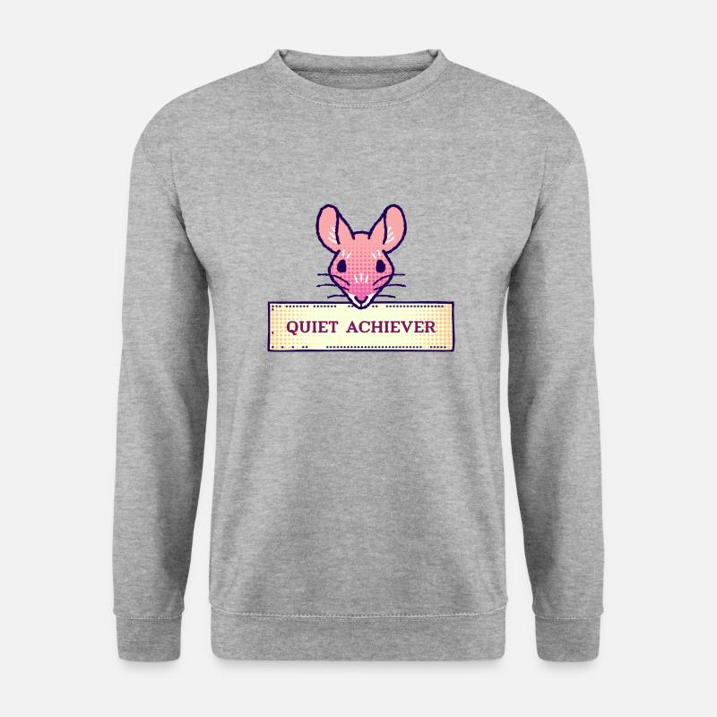 Quiet Achiever Maus v2 - Unisex Pullover - Weißgrau meliert