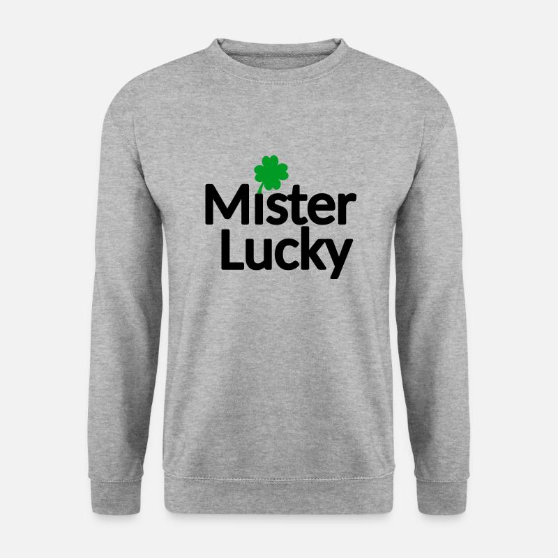 Glücklicher Mr. - Unisex Pullover - Weißgrau meliert