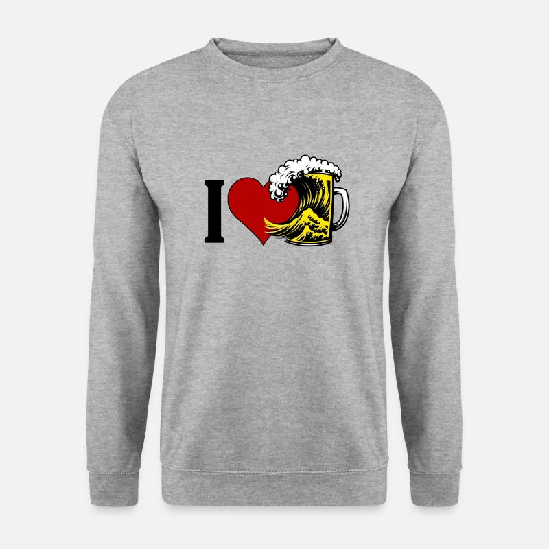 I Love Beer - Unisex Pullover - Weißgrau meliert