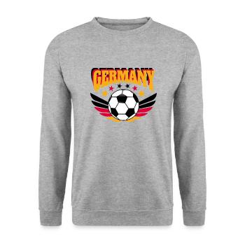 Fußball Shirt Deutschland Retro College Look - Unisex Pullover - Weißgrau meliert - Vorne - Alina (178cm) & Michal (187cm)