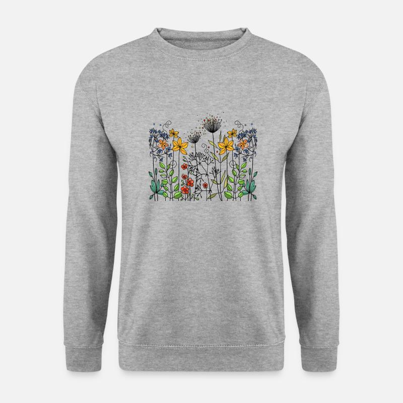 Blumen - Unisex Pullover - Weißgrau meliert